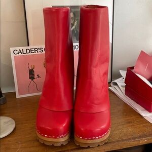 Hassbeens Red Leather Women's boots from Sweden